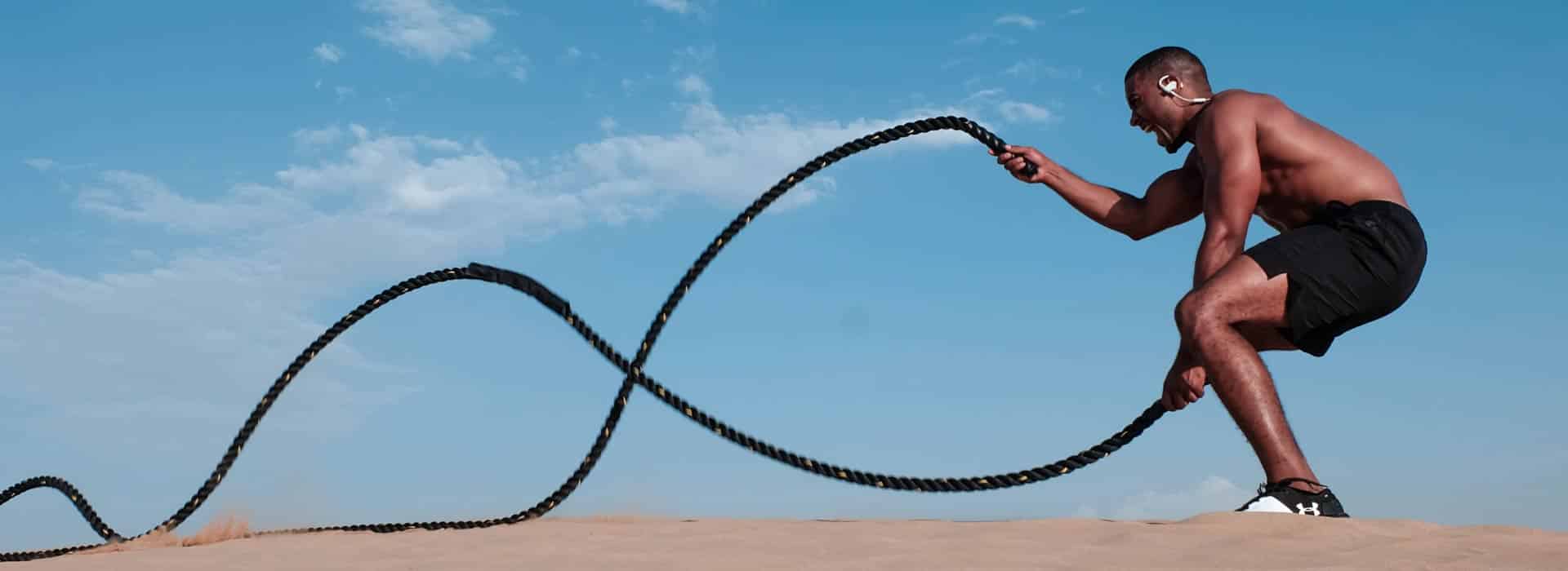 Person training with ropes