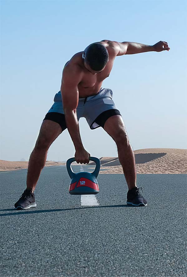 Weightlifter on road