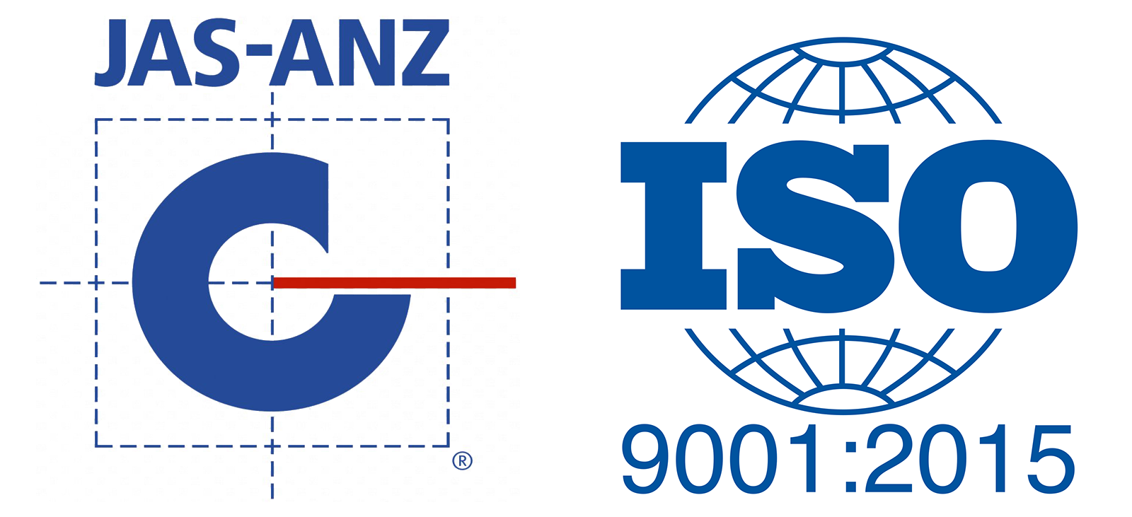 JAS-ANZ and ISO 9001:2015 logos